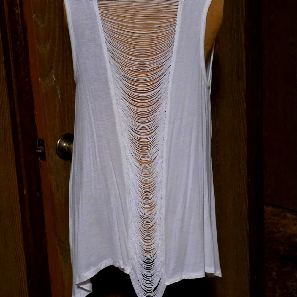 rk7brand open back with strands, large, white, poly